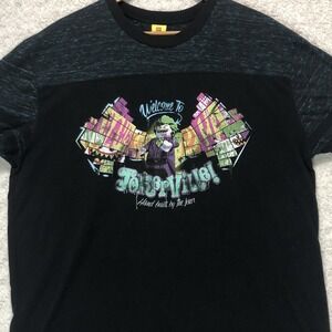 Lego Batman Movie Joker Mens XL‎ T-Shirt Black Teal Space Dye Jokerville Graphic